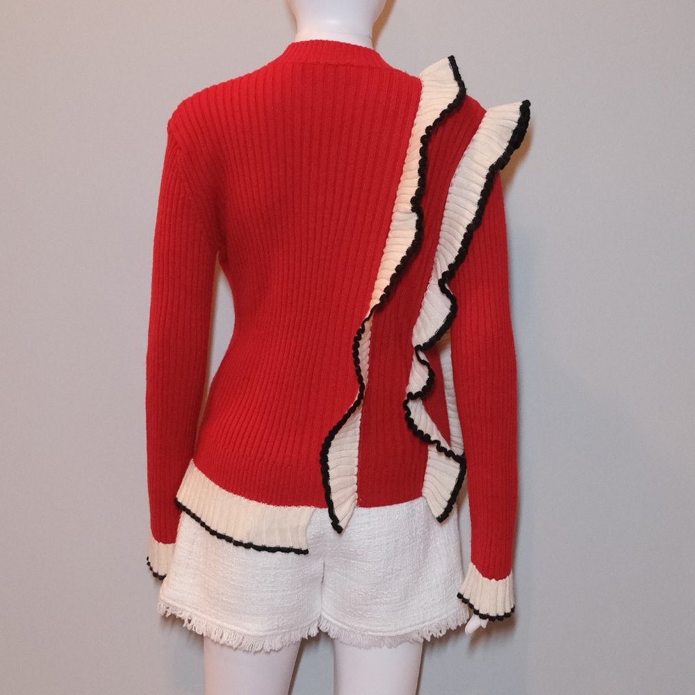 MSGM Red Ruffled Sweater Top - Picture 4 of 7